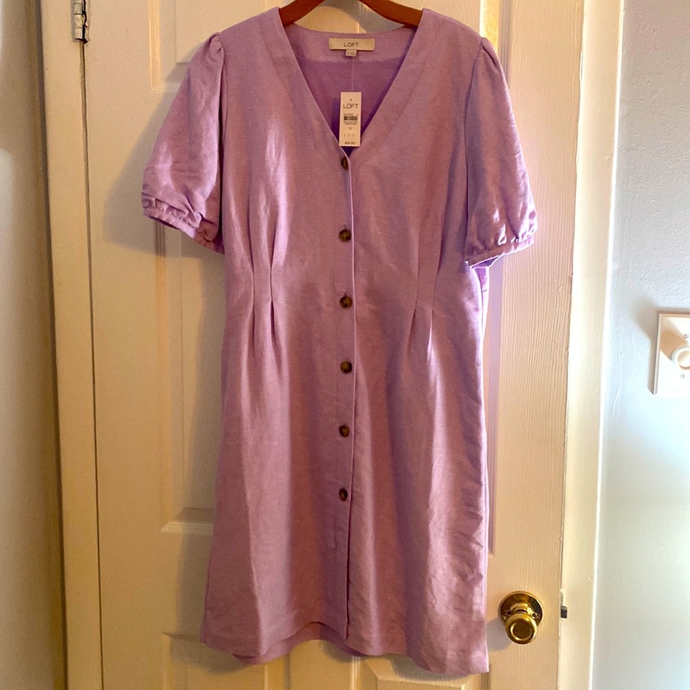 Lavender midi dress from LOFT